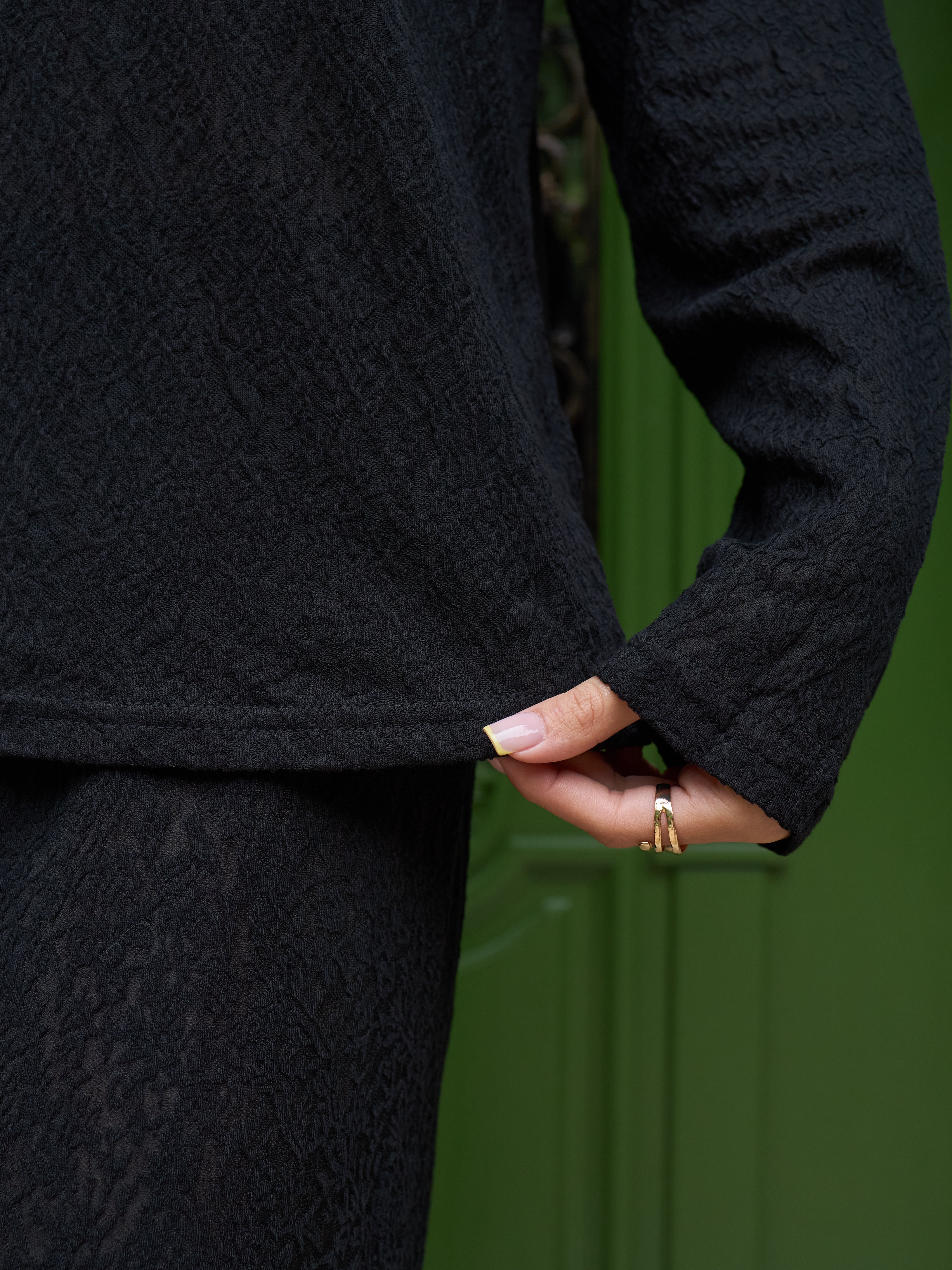 Lace Blouse, Long Sleeve – Black