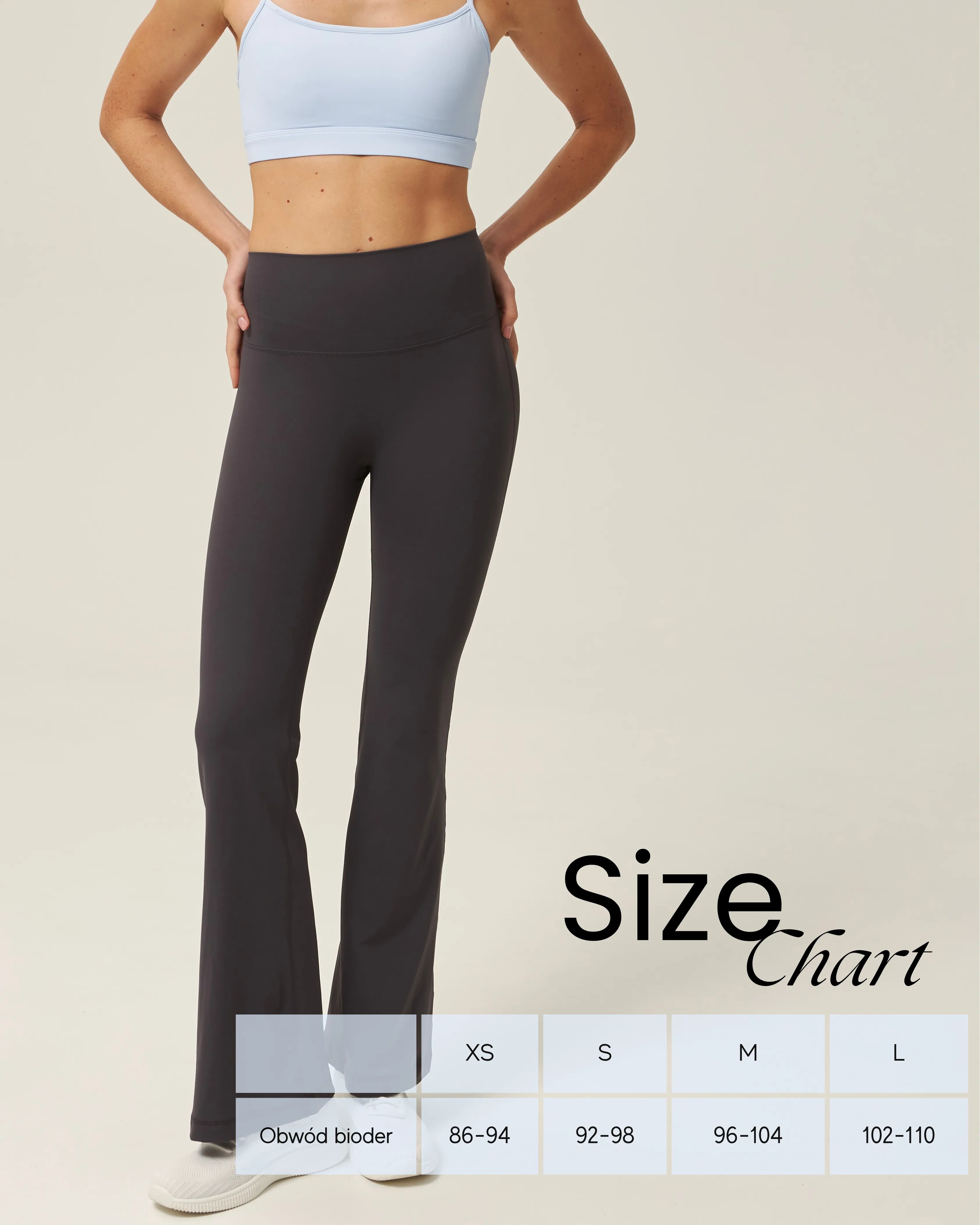 Grafitowe legginsy flare