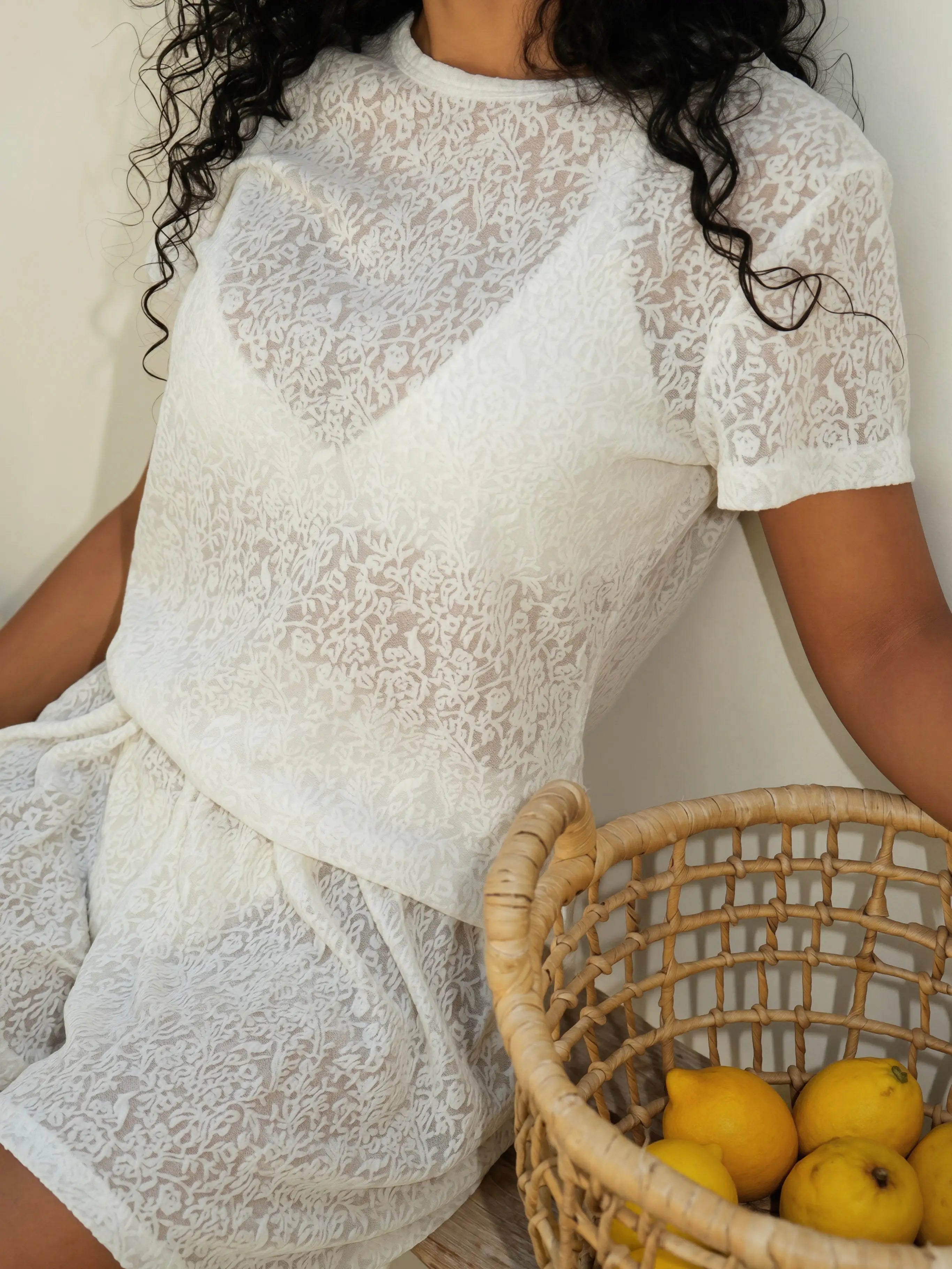 Lace Blouse, Short Sleeve – Ecru