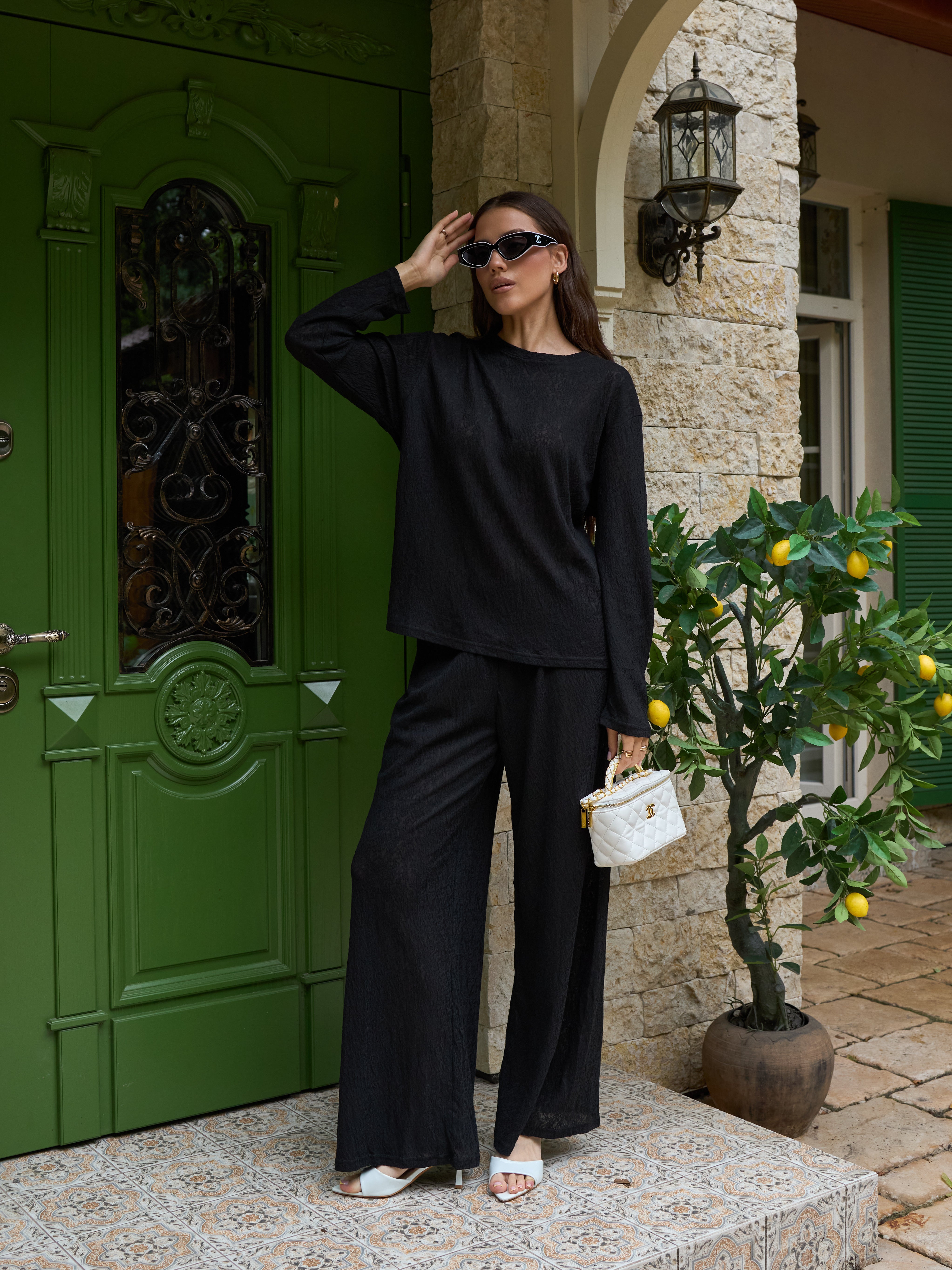 Lace Blouse, Long Sleeve – Black