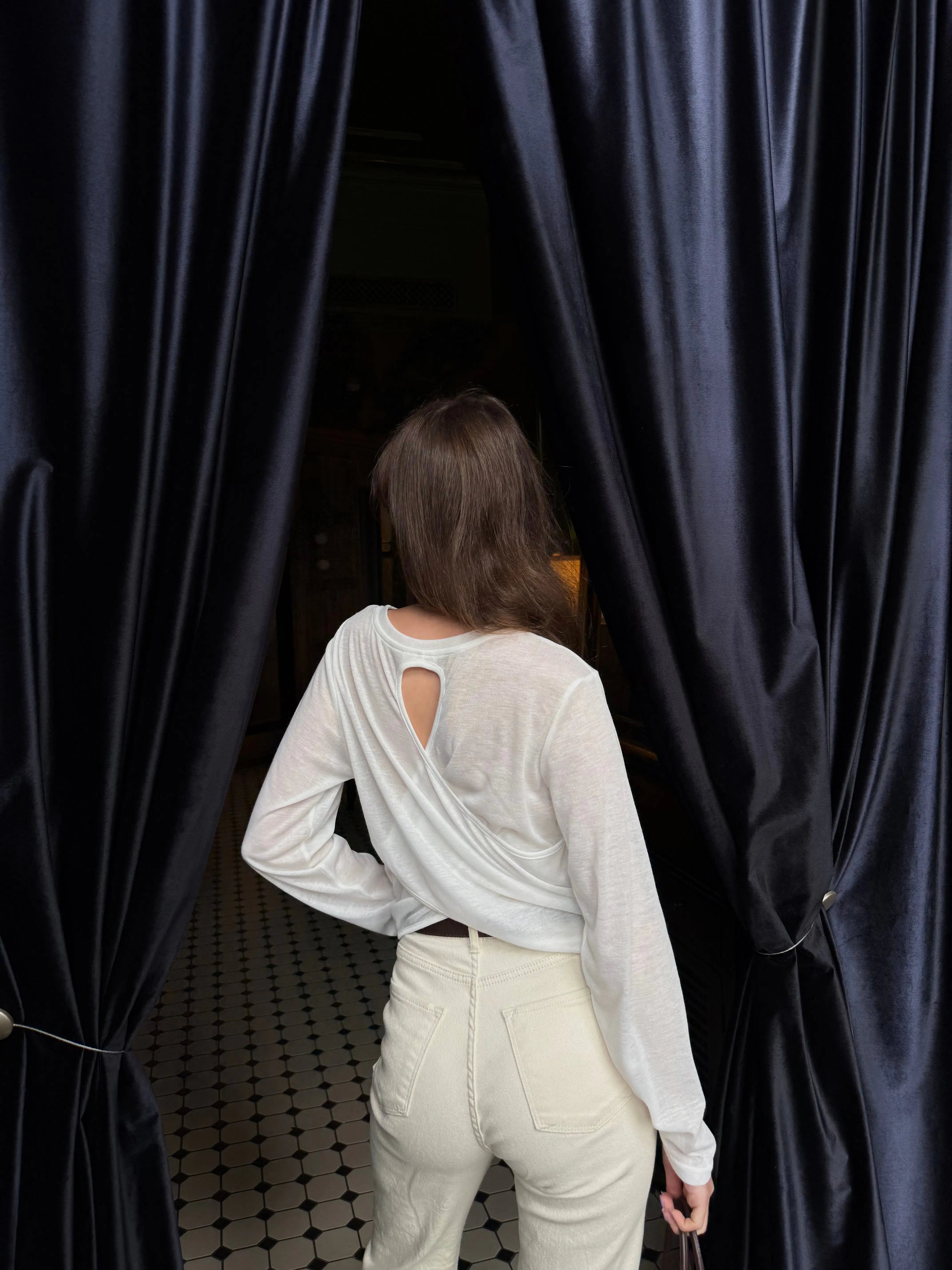 Longsleeve siatkowy – biały